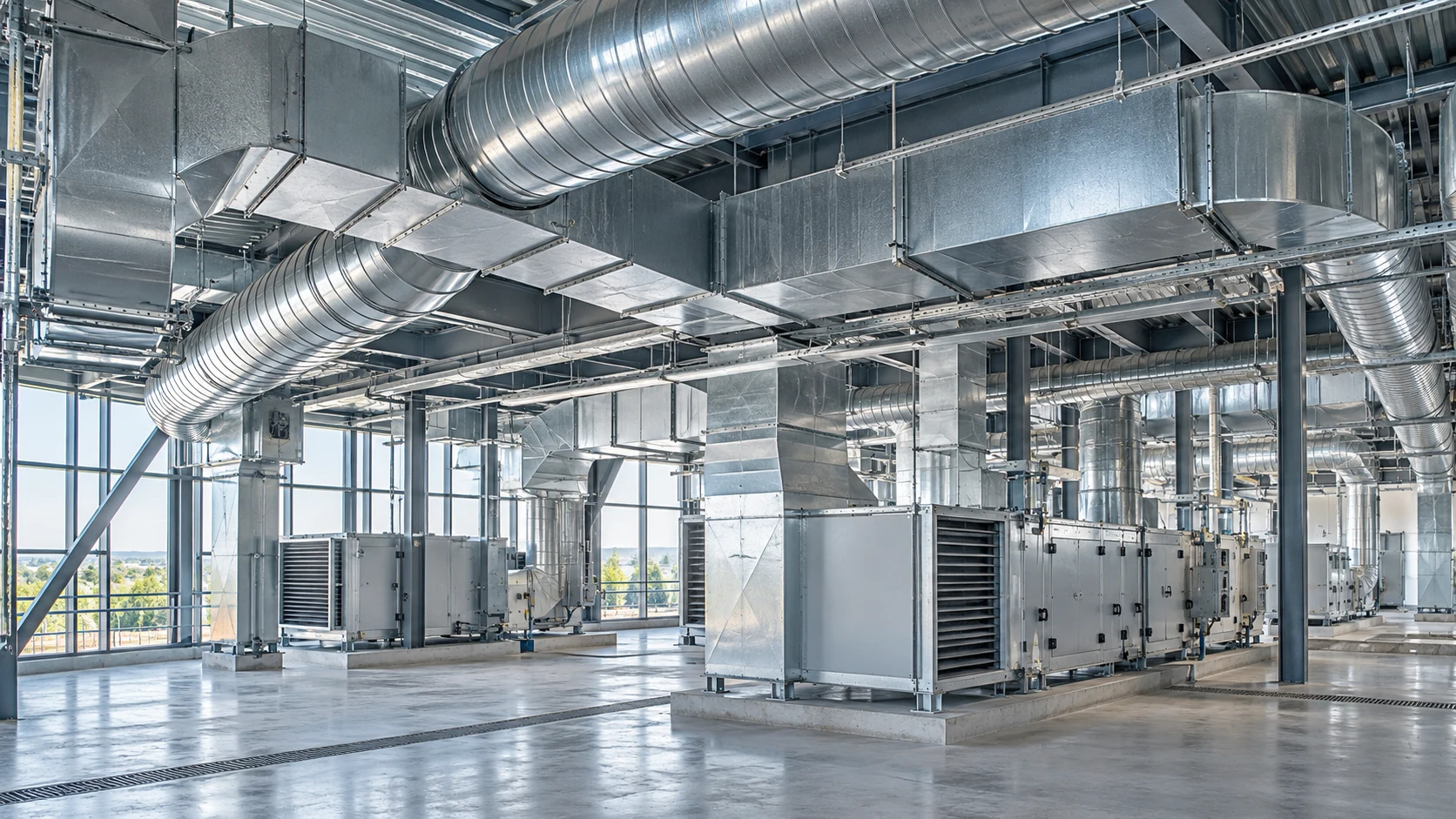 Illustration einer modernen industriellen Lüftungsanlage